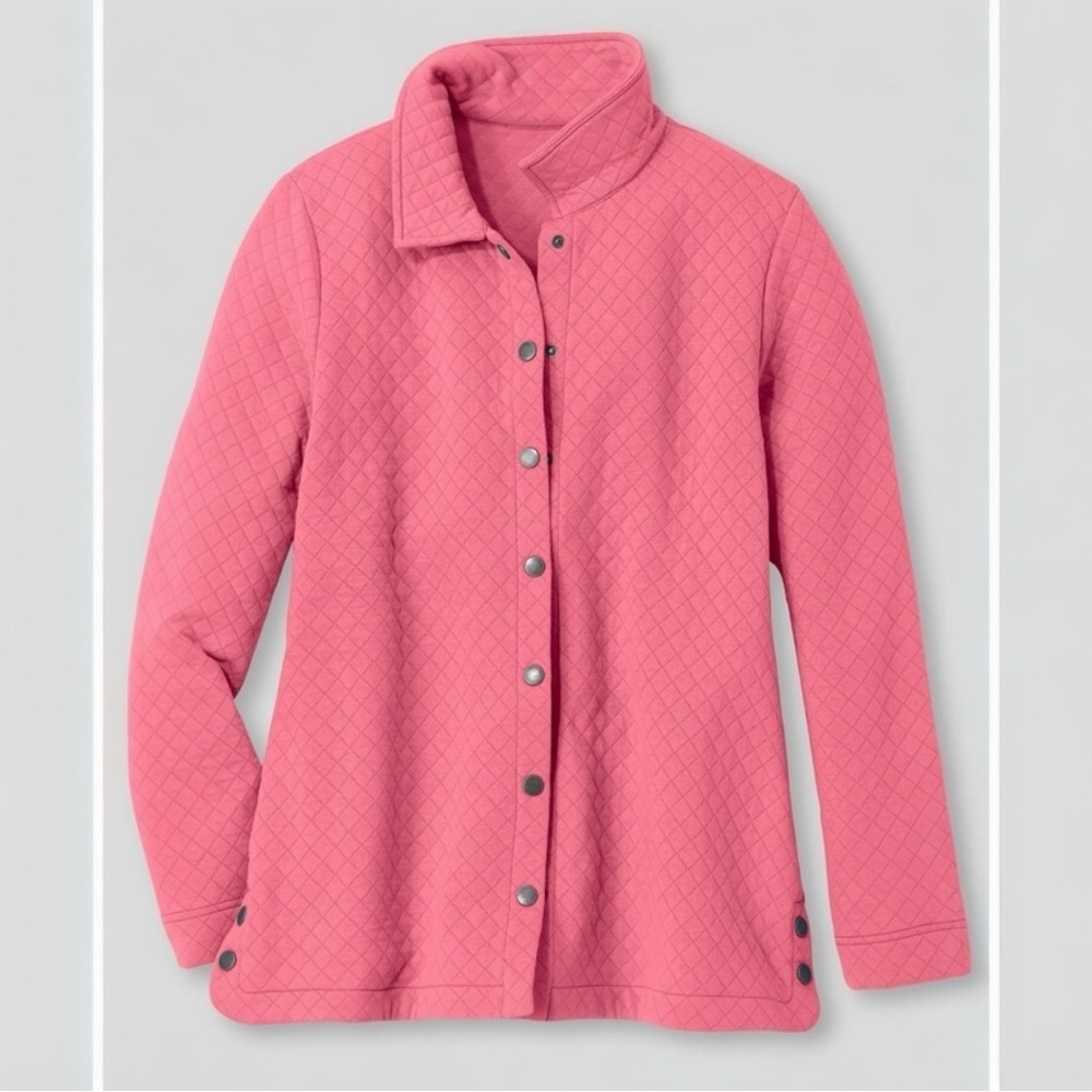 APPLESEEDS Quilted Knit Snap-Front Jacket, Large